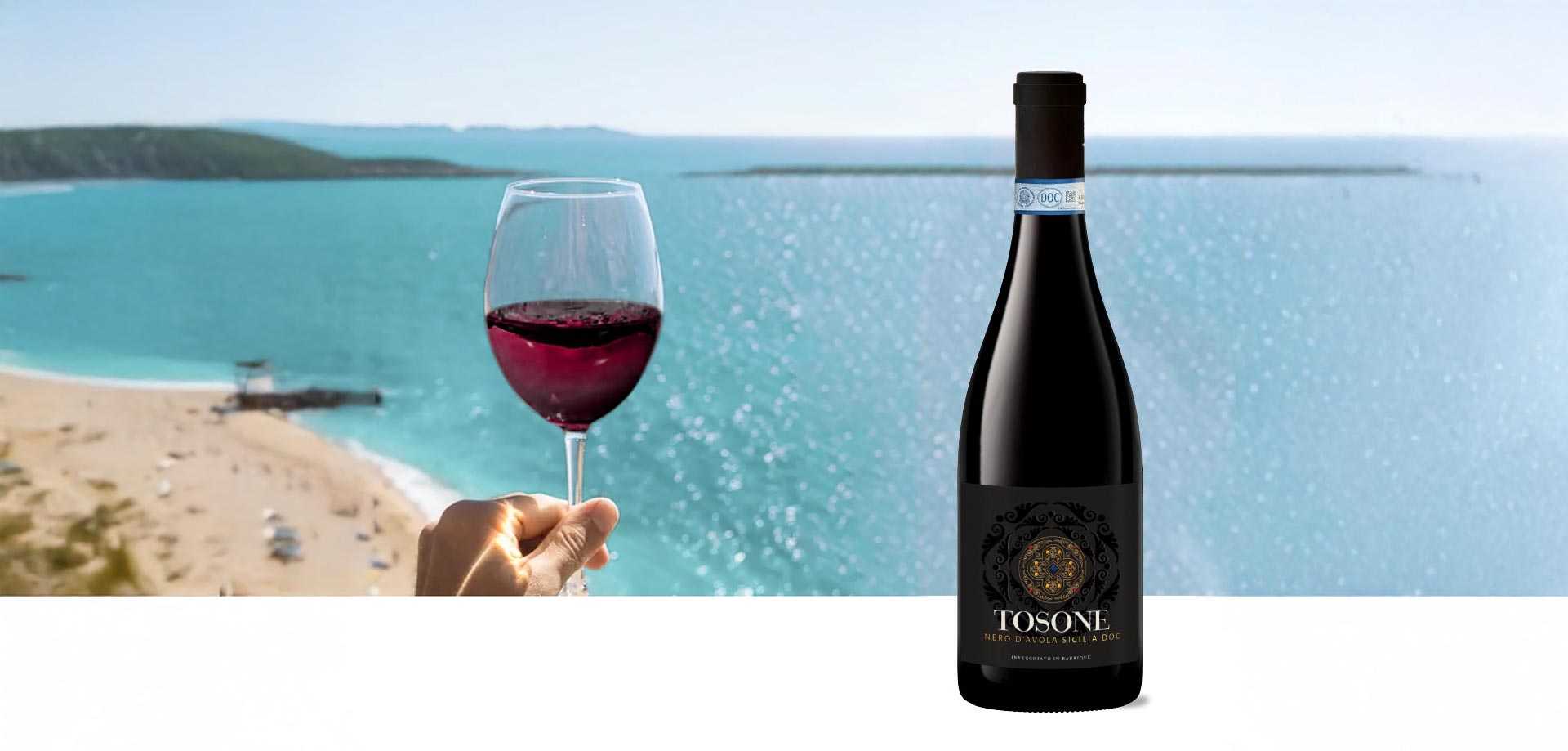 wine glass with sea view